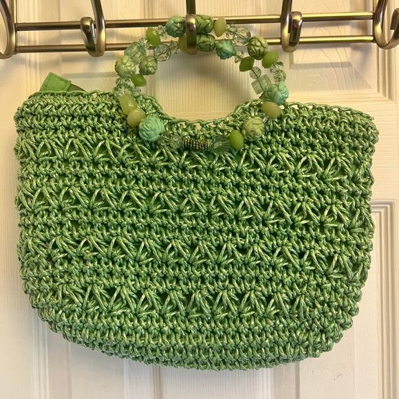 Capelli New York Handbags - Cappelli green beaded crochet purse
